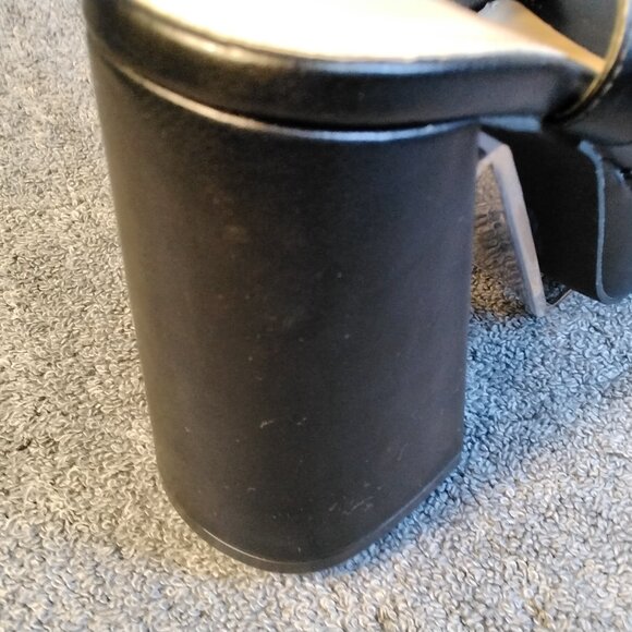 🖤 Modatope Black Platform Block Heels Size 6 Sandals Open Toe Pumps Ankle Strap - Picture 7 of 13